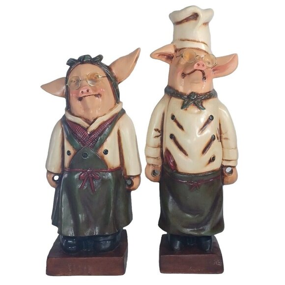 Vtg Bombay 25" R Shipman Pig Chef Cook Maid Sculptures Kitchen Restaurant Decor - Picture 12 of 15